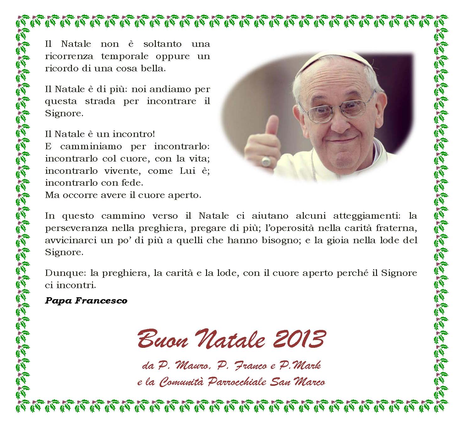 Auguri Buon Natale Papa Francesco.Buon Natale Parrocchia San Marco Evangelista